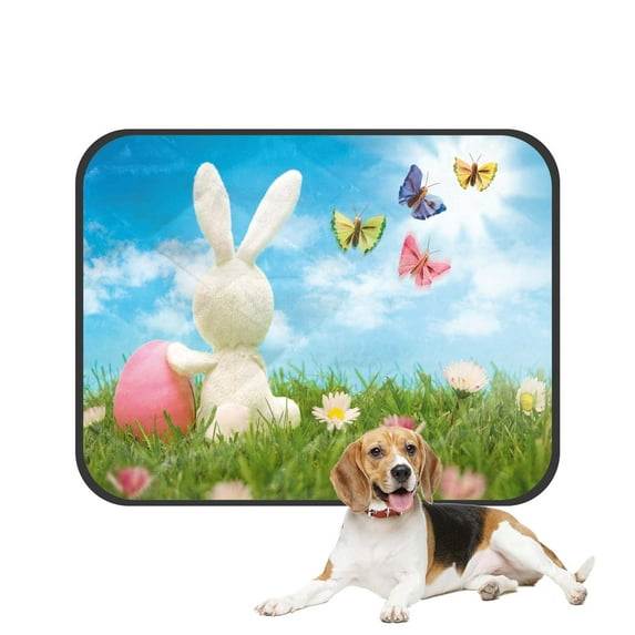 PKQWTM Easter Bunny Coloured Eggs Meadow Blue Sky Butterflies Pet Dog Cat Bed Pee Pads Mat Cushion Potty Dogsblankets Crate Bed Kennel 36x48 inch