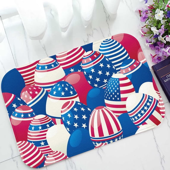 PKQWTM Easter Eggs With American Flag Horizontal Usa Flag Home Decor Floor Mat Area Rug Doormat Size 15.7x23.6 Inches