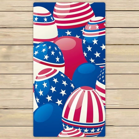 PKQWTM Easter Eggs With American Flag Horizontal Usa Flag Microfiber Bath Towels Bathroom Body Shower Towel Size 30x56 Inches