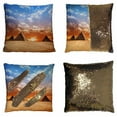 thumbnail image 1 of PKQWTM Egypt Pyramid Historic Buildings Panorama Reversible Mermaid Cushion Cover Home Decor Sequin Pillow Case Size 16x16 inches, 1 of 2