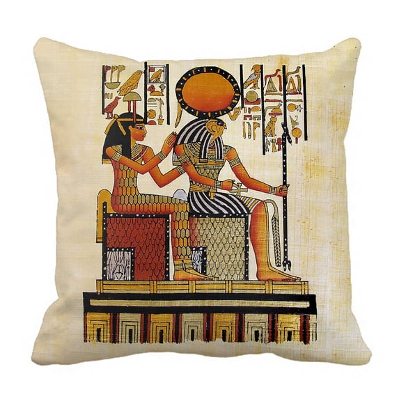 PKQWTM Egyptian Papyrus Bed Decor Pillow Cases Zippered Cushion Cover Size 20x20 Inches