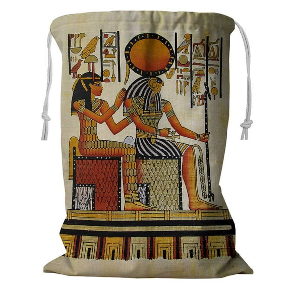 PKQWTM Egyptian Papyrus Storage Basket Laundry Bag with Drawstring Size 24x32 Inch