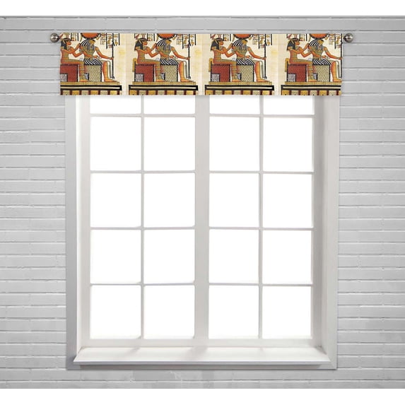 PKQWTM Egyptian Papyrus Window Curtain Valance Rod Pocket 54x12 inch