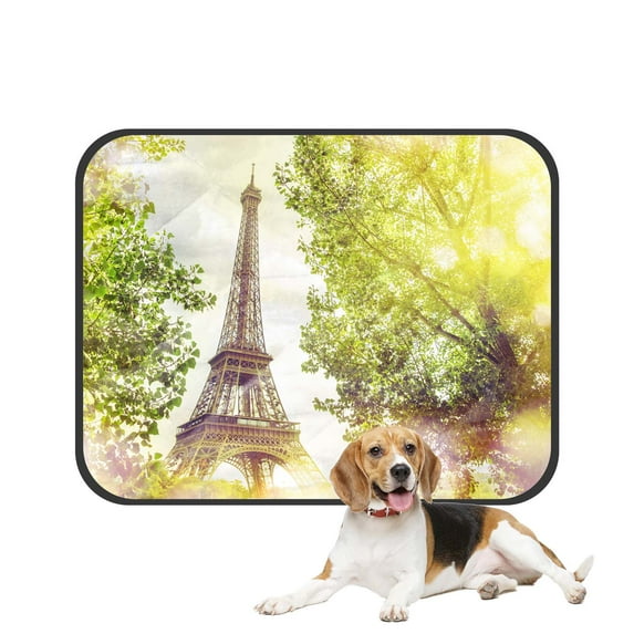 PKQWTM Eiffel Tower Green Summer Trees Sunset Rays Pet Dog Cat Bed Pee Pads Mat Cushion Potty Dogsblankets Crate Bed Kennel 36x48 inch