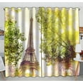 thumbnail image 1 of PKQWTM Eiffel Tower Green Summer Trees Sunset Rays Practical heat insulation Shading Window Curtain Size 52(W) x 84(H) inches (Two Piece), 1 of 1