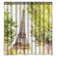 thumbnail image 1 of PKQWTM Eiffel Tower Green Summer Trees Sunset Rays WaterProof Polyester Fabric Shower Curtain Size 66x72 Inches, 1 of 1
