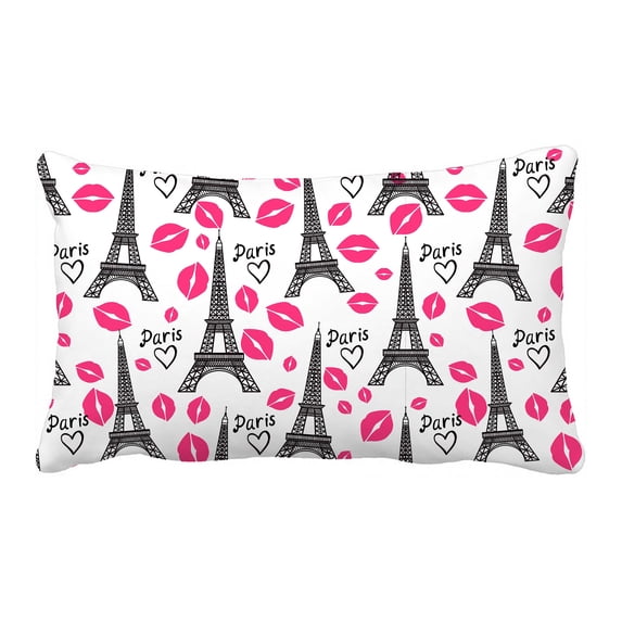 PKQWTM Eiffel Tower Kiss Trace Bed Decor Pillow Cases Zippered Cushion Cover Size 20x30 Inches