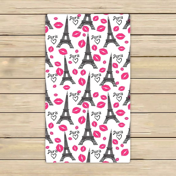 PKQWTM Eiffel Tower Kiss Trace Microfiber Bath Towels Bathroom Body Shower Towel Size 16x28 Inches