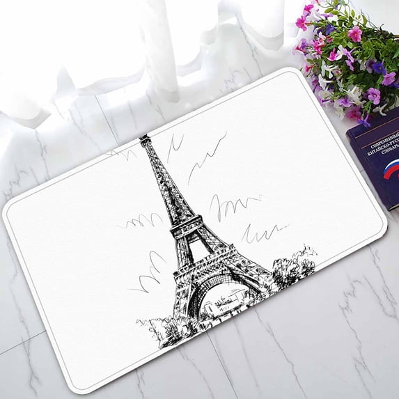 PKQWTM Eiffel Tower d Home Decor Floor Mat Area Rug Doormat Size 18x30 Inches
