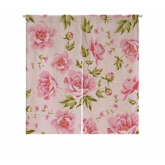 PKQWTM Elegant peony pattern Door Curtain Window Cover Home Decor Hanging Curtain Size 85x90 CM