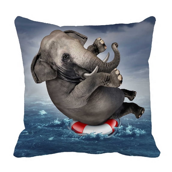 PKQWTM Elephant Floating On A Life Preserver Bed Decor Pillow Cases Zippered Cushion Cover Size 18x18 Inches