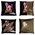thumbnail image 1 of PKQWTM Embroidery magic unicorns on rainbow Reversible Mermaid Cushion Cover Home Decor Sequin Pillow Case Size 16x16 inches, 1 of 2