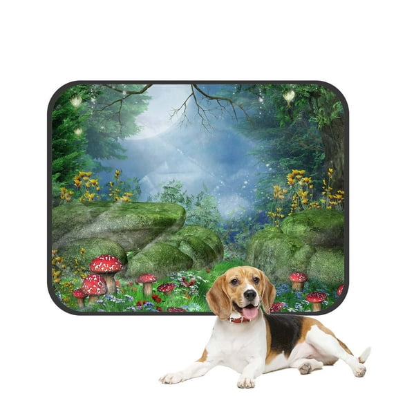 PKQWTM Enchanted forest with mushrooms and fairy lanterns Pet Dog Cat Bed Pee Pads Mat Cushion Potty Dogs Blankets Crate Bed Kennel 36x48 inch