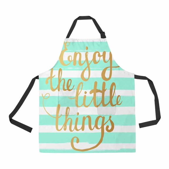PKQWTM Enjoy The Little Things Unisex Adjustable Bib Apron with Pockets for Commercial Restaurant and Home Kitchen Use