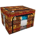 thumbnail image 1 of PKQWTM Ethnic Pattern Storage Bag Clear Window Storage Bins Boxes Large Capacity Foldable Stackable Organizer With Steel Metal Frame For Bedding,Clothes,Closets, Bedrooms, 1 of 3