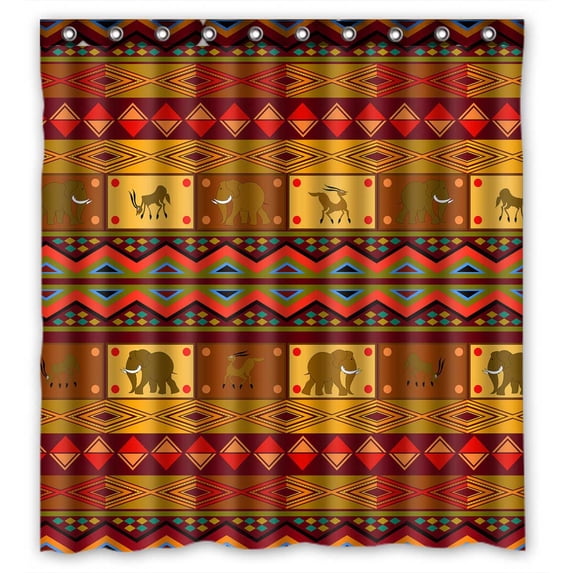 PKQWTM Ethnic Pattern WaterProof Polyester Fabric Shower Curtain Size 66x72 Inches