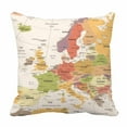 thumbnail image 1 of PKQWTM Europe Map Bed Decor Pillow Cases Zippered Cushion Cover Size 16x16 Inches, 1 of 1