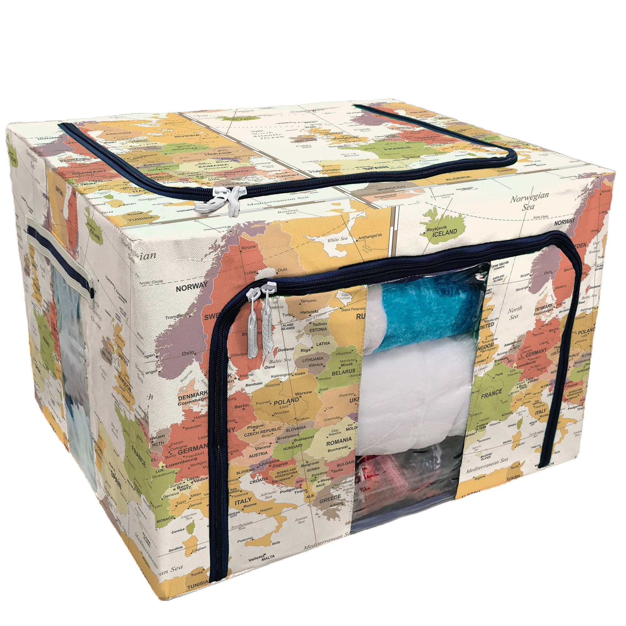Map Storage Case PKQWTM Europe Map Storage Bag Clear Window Storage Bins Boxes Large ...