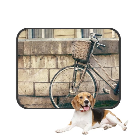 PKQWTM European City Life Vintage Bicycle Brick Pet Dog Cat Bed Pee Pads Mat Cushion Potty Dogsblankets Crate Bed Kennel 36x48 inch