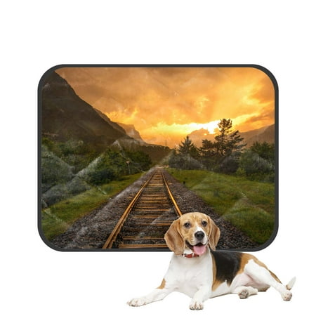 PKQWTM Evening vivid sunset railroad tracks Pet Dog Cat Bed Pee Pads Mat Cushion Potty Dogs Blankets Crate Bed Kennel 25x30 inch
