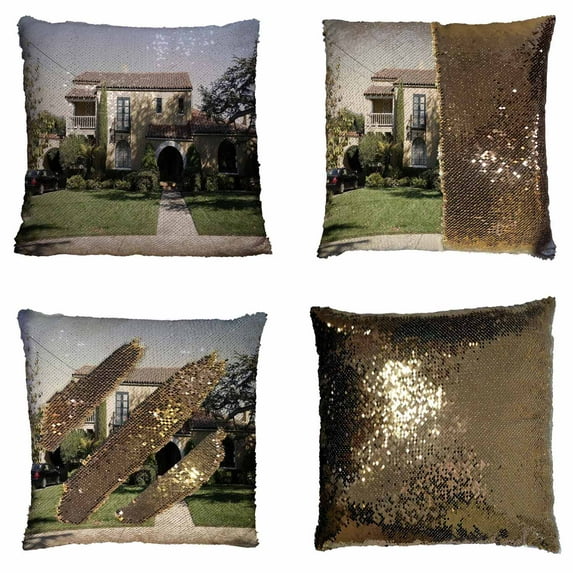 PKQWTM Exterior Shot Of A Classic Home Peninsula Reversible Mermaid Cushion Cover Home Decor Sequin Pillow Case Size 18x18 inches