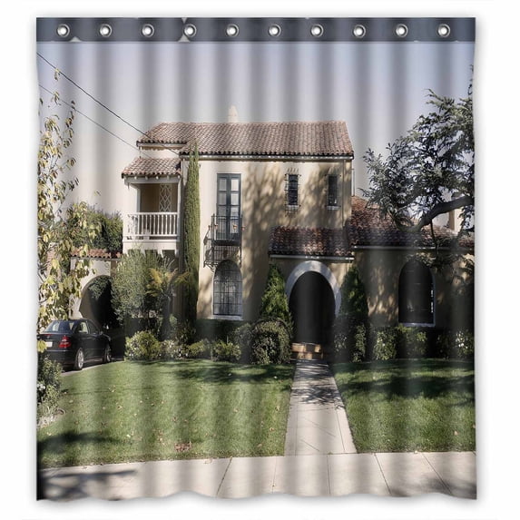 PKQWTM Exterior Shot Of A Classic Home Peninsula WaterProof Polyester Fabric Shower Curtain Size 66x72 Inches