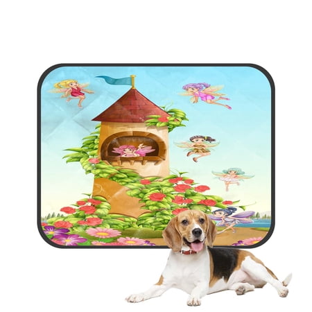 PKQWTM Fairies Flying Around Tower Pet Dog Cat Bed Pee Pads Mat Cushion Potty Dogsblankets Crate Bed Kennel 14x18 inch