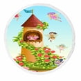 thumbnail image 1 of PKQWTM Fairies Flying Around Tower Round Beach Towel Beach Mats Shawl Blanket Yoga Mat with Tassels Beach Throw Towel, 1 of 1