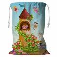 thumbnail image 1 of PKQWTM Fairies Flying Around Tower Storage Basket Laundry Bag with Drawstring Size 18x24 Inch, 1 of 3