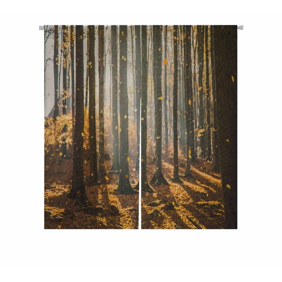 PKQWTM Falling Autumn Leaves In Beautiful Nature Sun Flare Light Door Curtain Window Cover Home Decor Hanging Curtain Size 85x90 CM