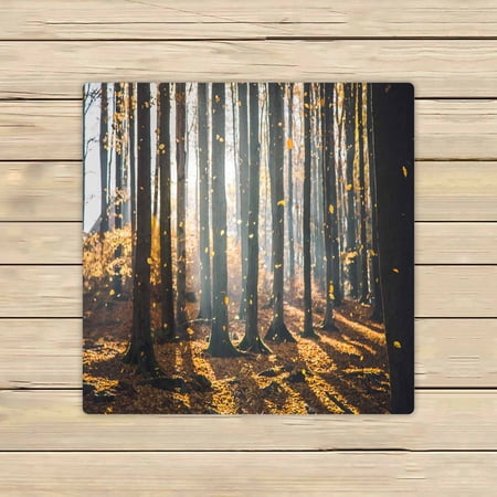PKQWTM Falling Autumn Leaves In Beautiful Nature Sun Flare Light Microfiber Bath Towels Bathroom Body Shower Towel Size 13x13 Inches