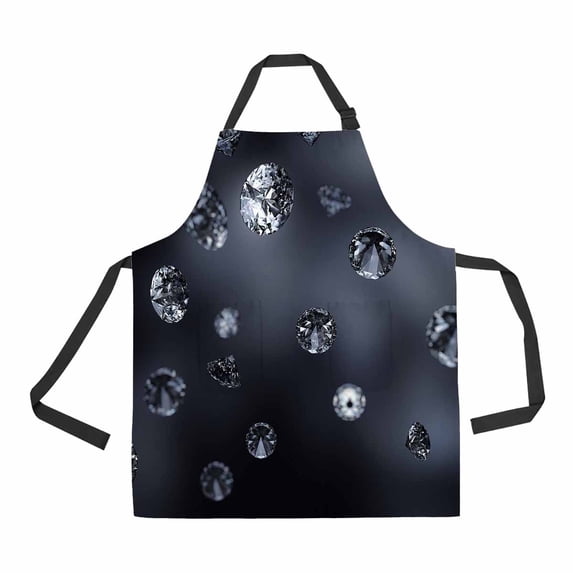 PKQWTM Falling luxury diamonds Unisex Adjustable Bib Apron with Pockets for Commercial Restaurant and Home Kitchen Use