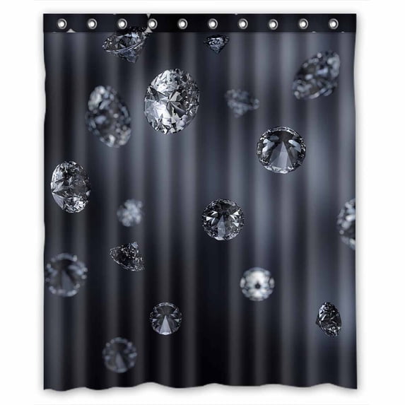PKQWTM Falling luxury diamonds WaterProof Polyester Fabric Shower Curtain Size 60x72 Inches