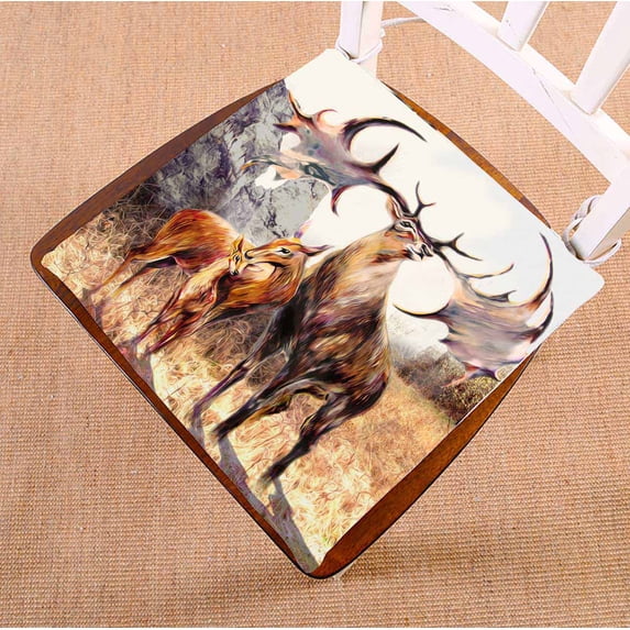 PKQWTM Family fairy reindeer rocks mountains Chair Pads Chair Mat Seat Cushion Chair Cushion Floor Cushion Size 18x18 inches
