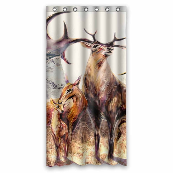 PKQWTM Family fairy reindeer rocks mountains WaterProof Polyester Fabric Shower Curtain Size 36x72 Inches