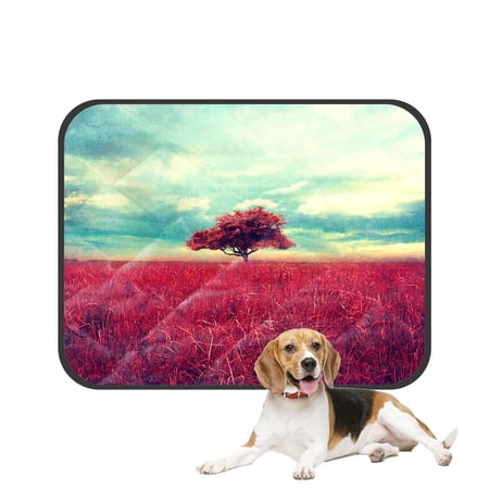 PKQWTM Fantastic Red Tree Beautiful Field Pet Dog Cat Bed Pee Pads Mat Cushion Potty Dogsblankets Crate Bed Kennel 20x24 inch