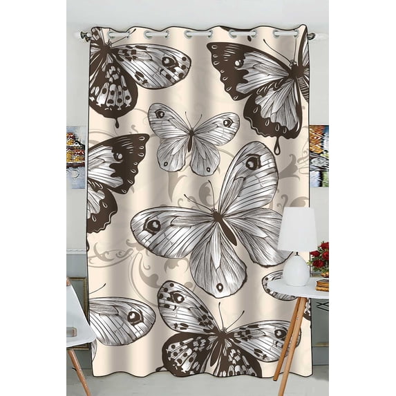 PKQWTM Fashion Butterflies Practical heat insulation Shading Window Curtain Size 52(W) x 84(H) inches (One Piece)