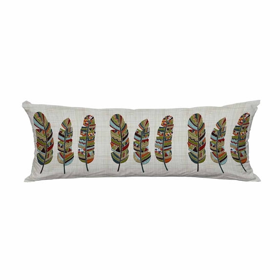 PKQWTM Feathers Colorful Hoop Art Long Body Pillow Case Cover Pillow Cushion Size 20x60 Inches