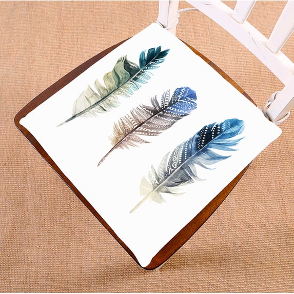 PKQWTM Feathers With Ornaments On White Chair Pads Chair Mat Seat Cushion Chair Cushion Floor Cushion Size 18x18 inches