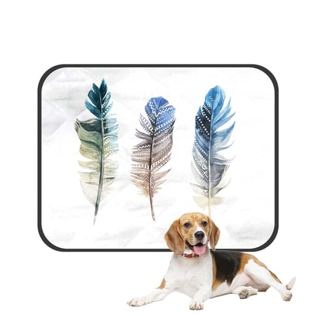 PKQWTM Feathers With Ornaments On White Pet Dog Cat Bed Pee Pads Mat Cushion Potty Dogs Blankets Crate Bed Kennel 28x36 inch