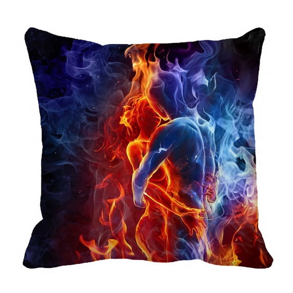 PKQWTM Fire Bed Decor Pillow Cases Zippered Cushion Cover Size 18x18 Inches