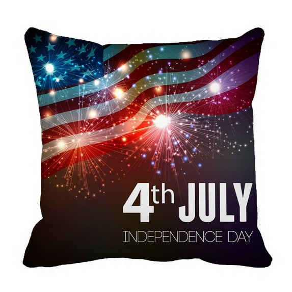PKQWTM Fireworks 4Th July Independense Day Fourth July Bed Decor Pillow Cases Zippered Cushion Cover Size 16x16 Inches