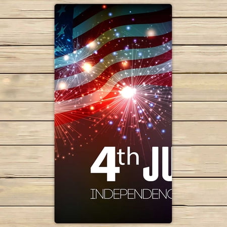PKQWTM Fireworks 4Th July Independense Day Fourth July Microfiber Bath Towels Bathroom Body Shower Towel Size 30x56 Inches