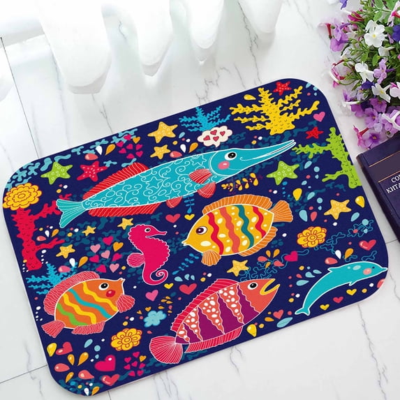 PKQWTM Fish And Marine Life Home Decor Floor Mat Area Rug Doormat Size 15.7x23.6 Inches