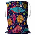 thumbnail image 1 of PKQWTM Fish And Marine Life Storage Basket Laundry Bag with Drawstring Size 24x32 Inch, 1 of 3