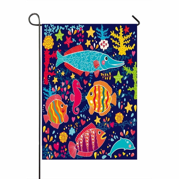 PKQWTM Fish And Marine Life Yard Decor Home Garden Flag Size 12x18 Inches