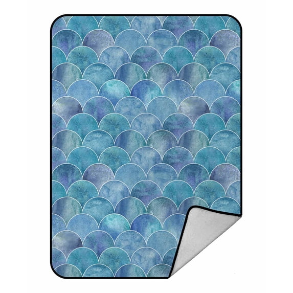 PKQWTM Fish scale ocean wave japanese geometrical scale Blanket Crystal Velvet Throw Bed Blanket 58x80 inches