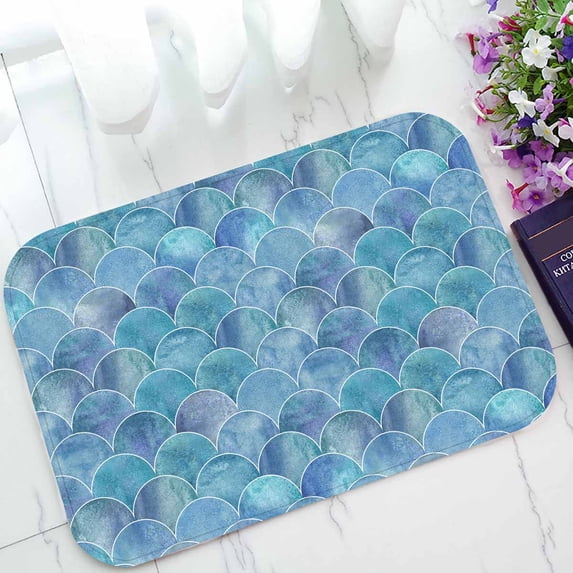PKQWTM Fish scale ocean wave japanese geometrical scale Home Decor Floor Mat Area Rug Doormat Size 15.7x23.6 Inches