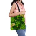 thumbnail image 1 of PKQWTM Floral Clover Gold Coins Holiday Canvas Shoulder Bags Handbags Tote Bags Shopping Bag, 1 of 2