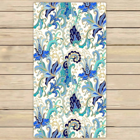 PKQWTM Floral Pattern On White Microfiber Bath Towels Bathroom Body Shower Towel Size 30x56 Inches